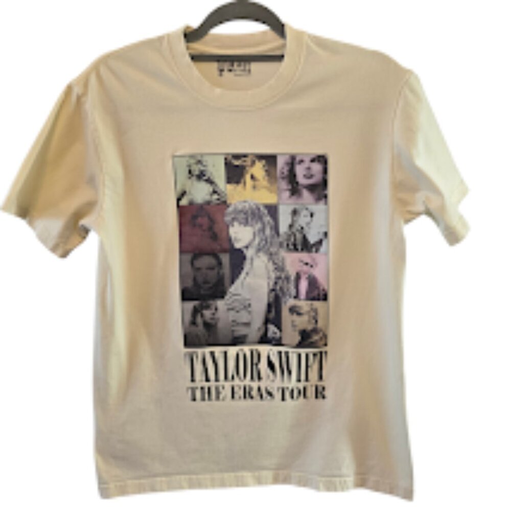 TAYLOR SWIFT THE ERAS TOUR OFFICIAL WOMENS TSHIRT COTTON SIZE SMALL PALE YELLOW